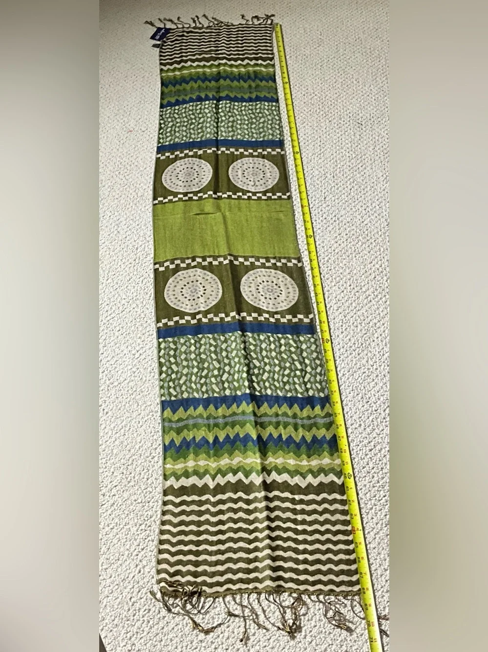 NWT Viva Designs Oblong Scarf Acrylic Viscose Geometric Fringe